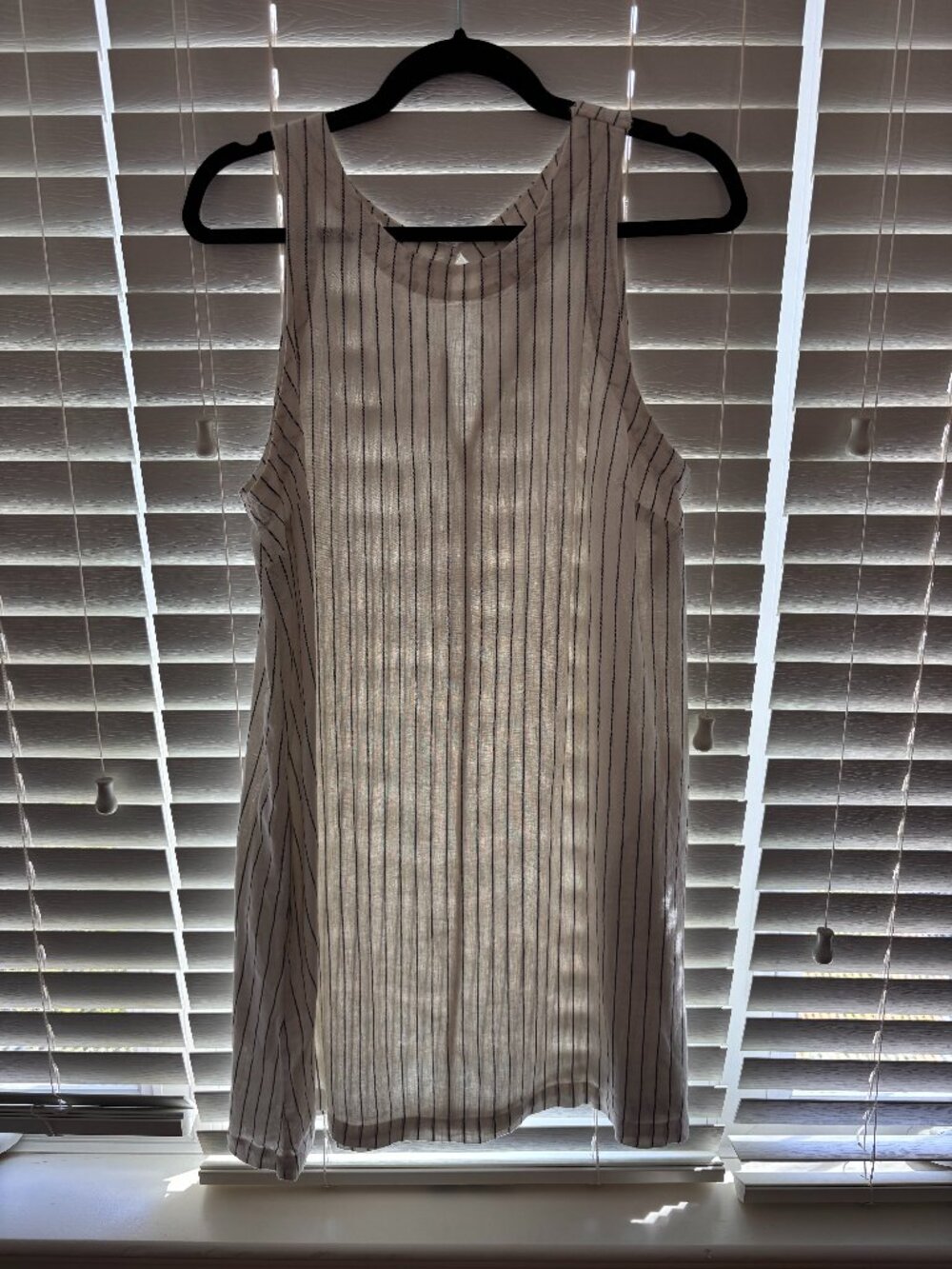 A New Day - Light grey and black pinstripe a line linen dress - size M (NWOT)